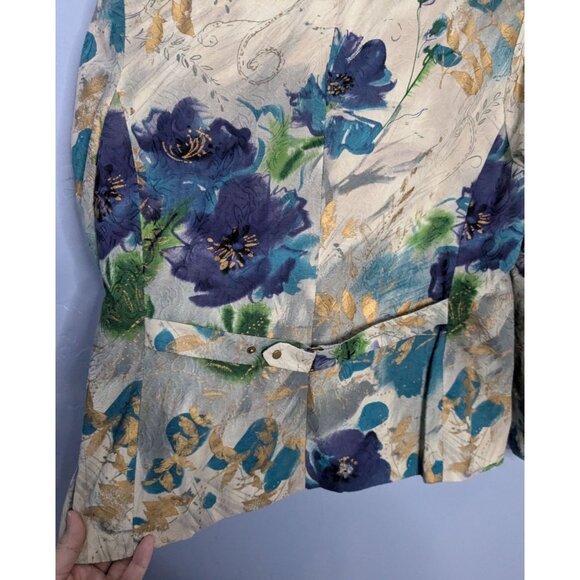 Coldwater Creek 18W Floral Print Blazer Jacket Floral Art to Wear - Picture 12 of 16